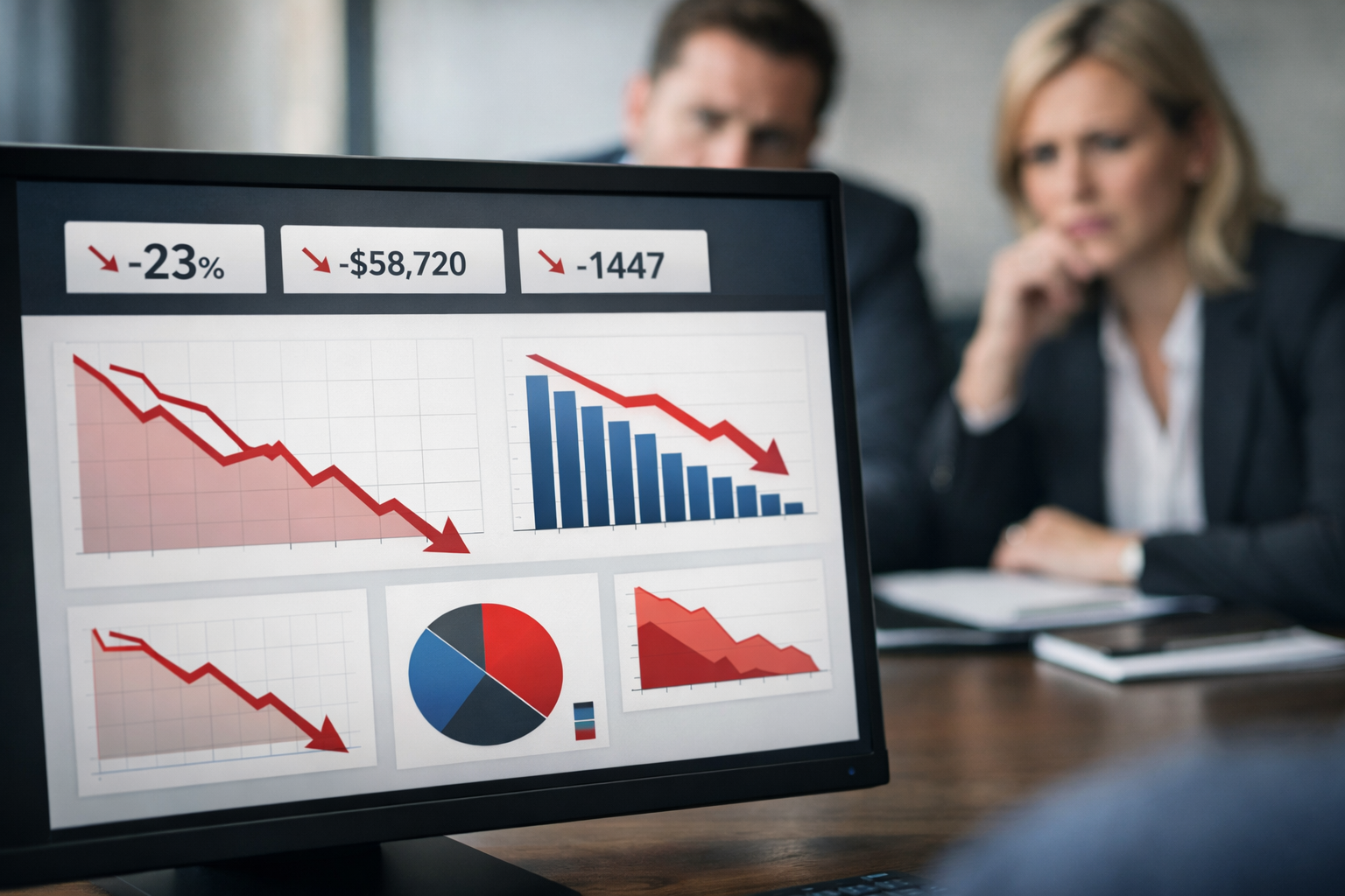 B2BSaas Marketing Report Interface with Confused Team