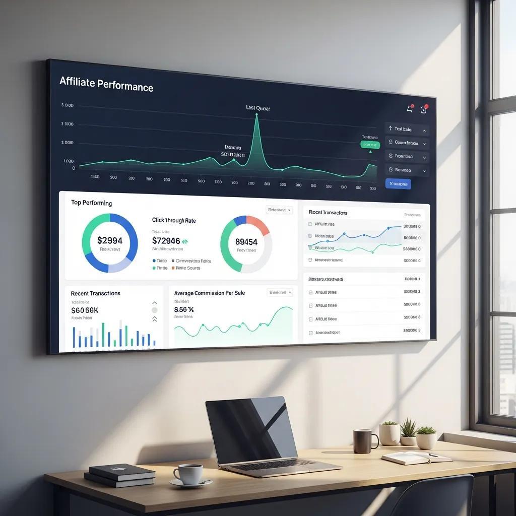 Dashboard view showing affiliate performance metrics and trends