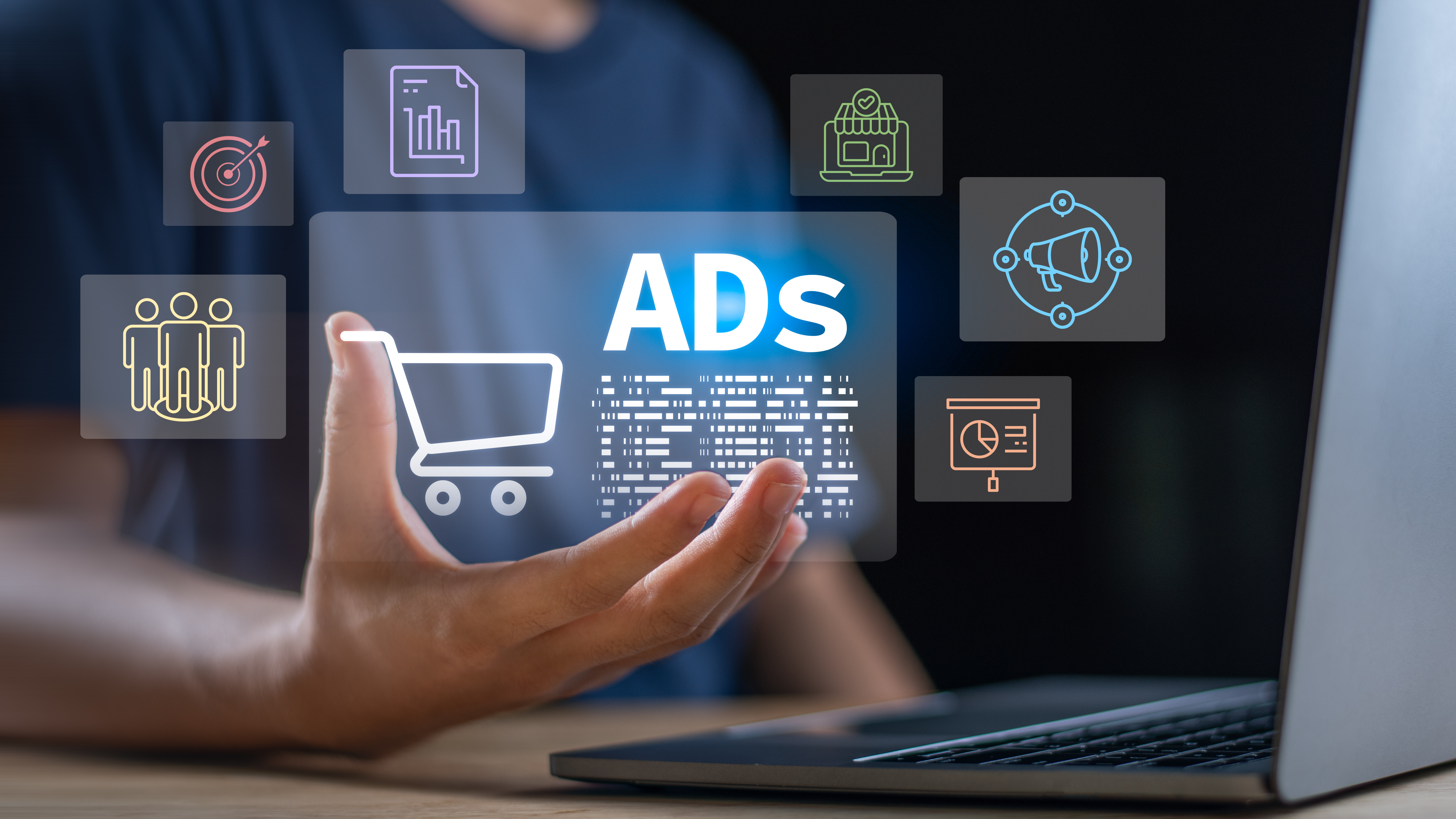 Digital marketing artwork showing paid search strategy